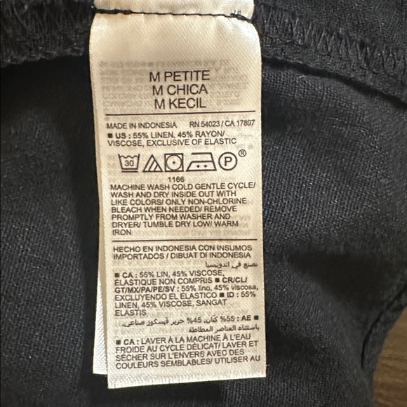 Old Navy Black Linen Tie-Strap Mini Dress Smocked Pockets M Petite - Picture 7 of 7